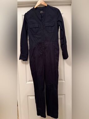 A.P.C. Navy Utility 100% Cotton Jumpsuit with Chest Pockets Size 36